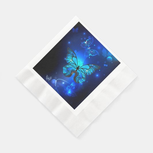 Morpho Butterfly in the Dark Background Serviette (Ecke)