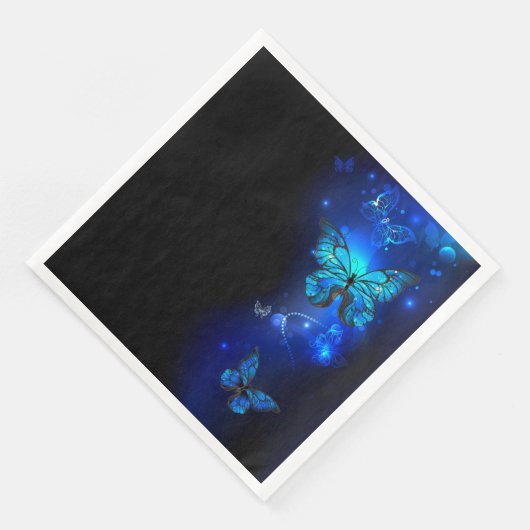 Morpho Butterfly in the Dark Background Serviette (Ecke)