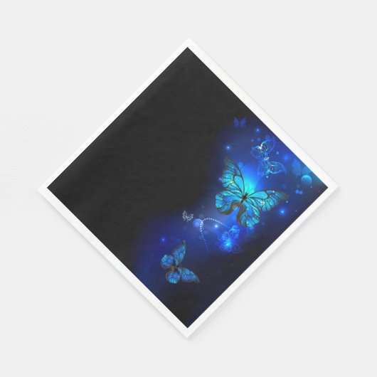 Morpho Butterfly in the Dark Background Serviette (Ecke)