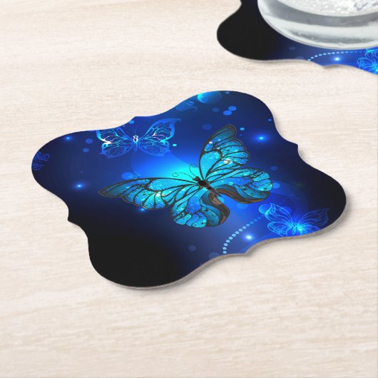 Morpho Butterfly in the Dark Background Untersetzer (angewinkelt)
