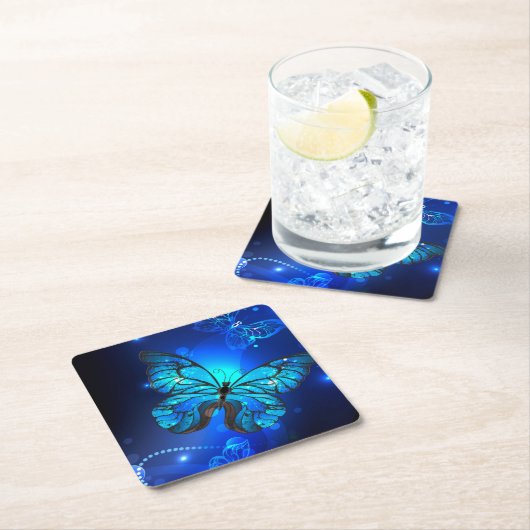 Morpho Butterfly in the Dark Background Untersetzer (Vor Ort)