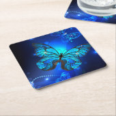 Morpho Butterfly in the Dark Background Untersetzer (angewinkelt)