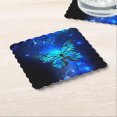 Morpho Butterfly in the Dark Background Untersetzer (angewinkelt)