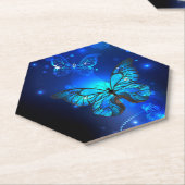 Morpho Butterfly in the Dark Background Untersetzer (angewinkelt)