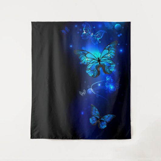Morpho Butterfly in the Dark Background Wandteppich (Vorderseite)