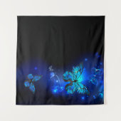 Morpho Butterfly in the Dark Background Wandteppich (Vorderseite (Horizontal))