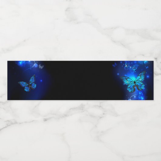 Morpho Butterfly in the Dark Background Wasserflaschenetikett (Einzelnes Label)