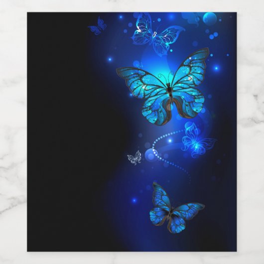 Morpho Butterfly in the Dark Background Weinetikett (Einzelnes Label)