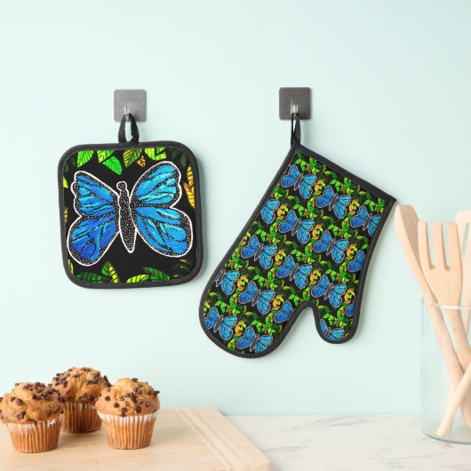 Morpho Butterfly Ofenhandschuh & Topflappen-Set (Insitu (Hängend))