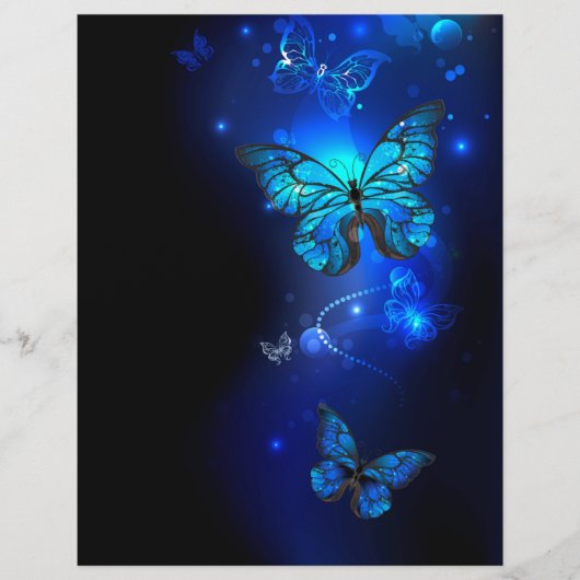 Morpho-Schmetterling auf dunklem Hintergrund Flyer (Vorne)