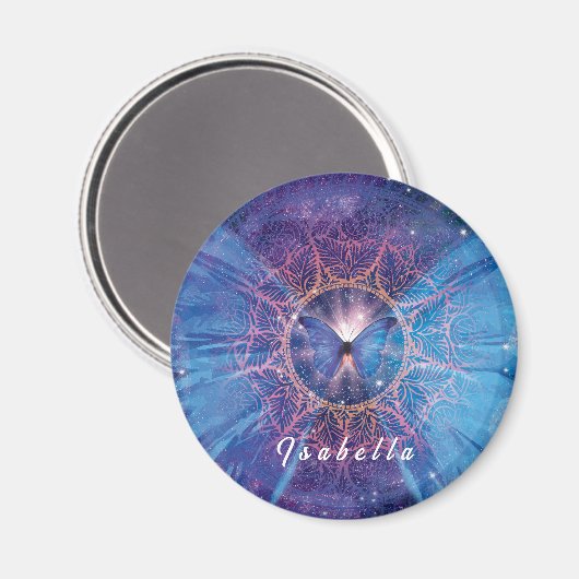 Morpho-Schmetterling / Galaxy Mandala Magnet (Vorderseite/Rückseite)