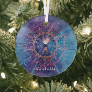Morpho-Schmetterling / Galaxy Mandala Paper Unters Ornament Aus Glas