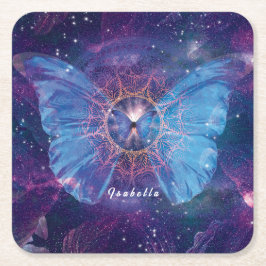 Morpho-Schmetterling / Galaxy Mandala Paper Unters Rechteckiger Pappuntersetzer