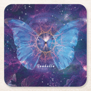 Morpho-Schmetterling / Galaxy Mandala Paper Unters Rechteckiger Pappuntersetzer