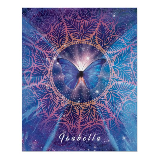 Morpho-Schmetterling / Galaxy Mandala Poster (Vorderseite)