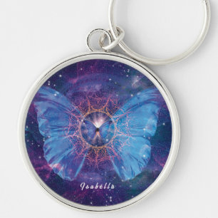Morpho-Schmetterling / Galaxy Mandala Schlüsselanhänger