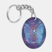 Morpho-Schmetterling / Galaxy Mandala Schlüsselanhänger (Vorderseite links)