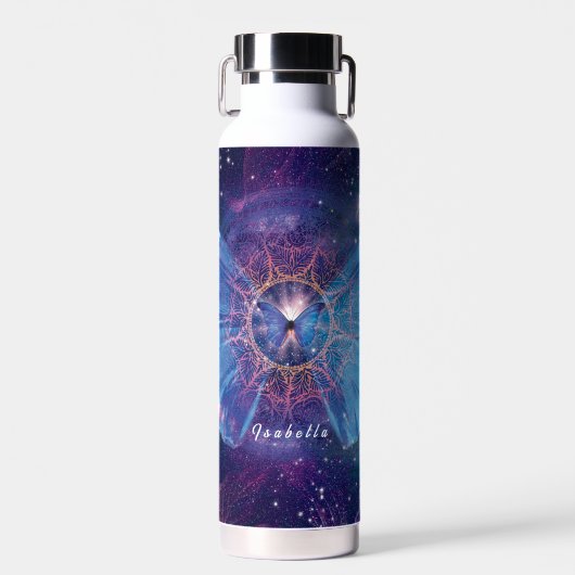 Morpho-Schmetterling / Galaxy Mandala Trinkflasche (Vorne)