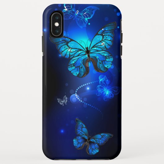 Morpho-Schmetterling im dunklen Hintergrund Case-Mate iPhone Hülle (Rückseite)