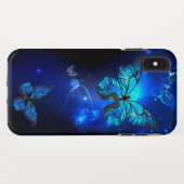 Morpho-Schmetterling im dunklen Hintergrund Case-Mate iPhone Hülle (Rückseite (Horizontal))