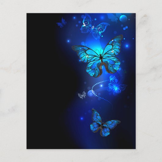 Morpho-Schmetterling im dunklen Hintergrund Flyer (Vorne)