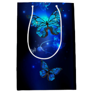 Morpho-Schmetterling im dunklen Hintergrund Mittlere Geschenktüte