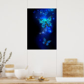 Morpho-Schmetterling im dunklen Hintergrund Poster (Küche)