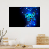 Morpho-Schmetterling im dunklen Hintergrund Poster (Küche)