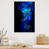 Morpho-Schmetterling im dunklen Hintergrund Poster (Küche)