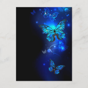 Morpho-Schmetterling im dunklen Hintergrund Postkarte