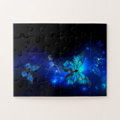 Morpho-Schmetterling im dunklen Hintergrund Puzzle (Horizontal)