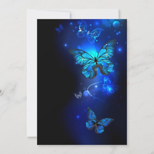 Morpho-Schmetterling im dunklen Hintergrund Save The Date (Vorderseite)