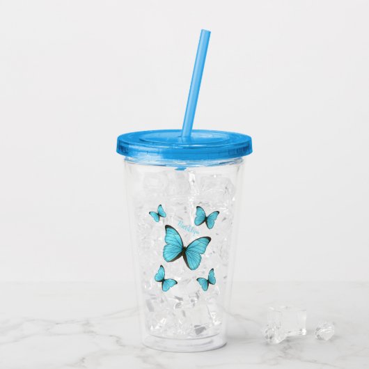 Morpho-Schmetterlinge Cartoon-Abbildung Acryltrinkbecher (Rückseite Ice)