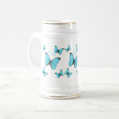 Morpho-Schmetterlinge Cartoon-Abbildung Bierglas (Vorderseite Links)