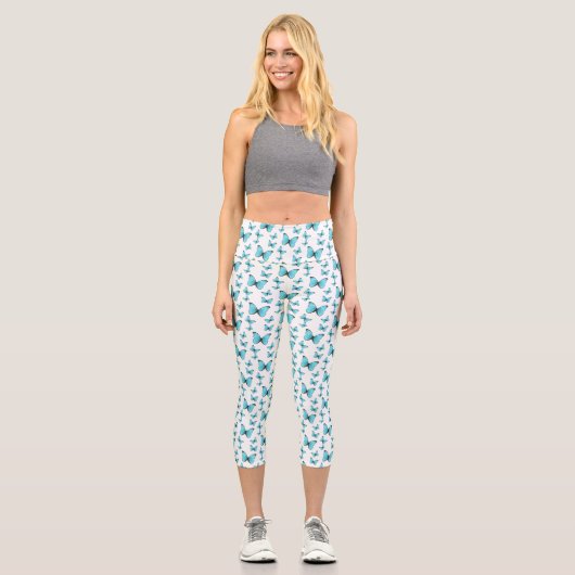 Morpho-Schmetterlinge Cartoon-Abbildung Capri Leggings (Vorderseite)