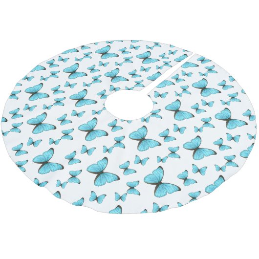 Morpho-Schmetterlinge Cartoon-Abbildung Polyester Weihnachtsbaumdecke (Schrägansicht)