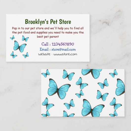 Morpho-Schmetterlinge Cartoon-Abbildung Visitenkarte (Vorne/Hinten)