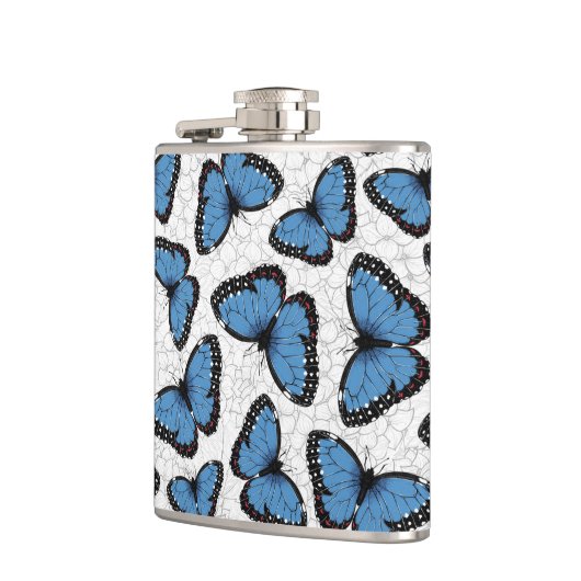 Morpho-Schmetterlinge Flachmann (Links)