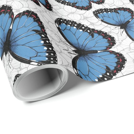 Morpho-Schmetterlinge Geschenkpapier (Rolleneckpunkt)