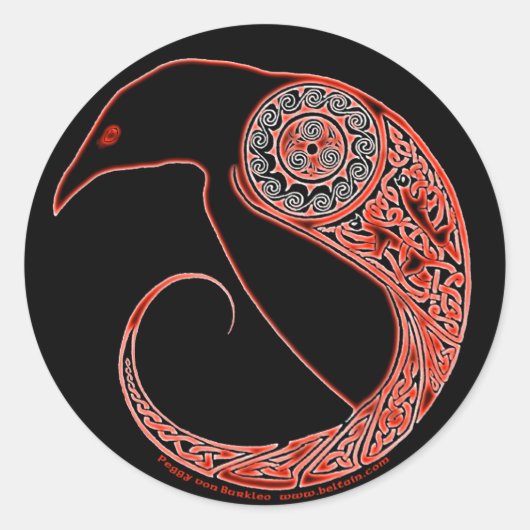 Morrigan Celtic Raven Stickers, Black Runder Aufkleber (Vorderseite)