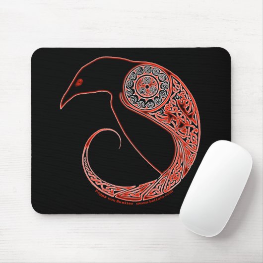 Morrigan Raven Celtic Mousepad in schwarz (Mit Mouse)