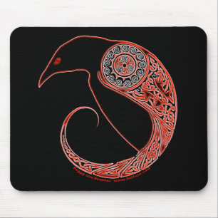 Morrigan Raven Celtic Mousepad in schwarz