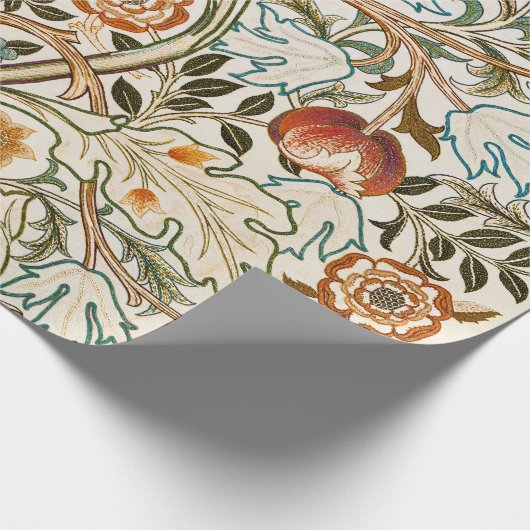  Morris Acanthus Floral Crewel Embroidery Pattern Geschenkpapier (Ecke)