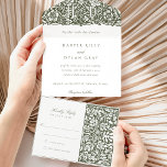 Morris All-in-One-Tear-Away-UAWG All In One Einladung<br><div class="desc">Erhöhen Sie Ihre Hochzeitkorrespondenz mit dieser einmaligen Einladung, die eine abnehmbare RSVP-Karte für den Komfort Ihrer Gäste bietet. Inspiriert durch die grünen und miteinander verflochtenen Muster von William Morris, präsentiert die Spitze der Einladung ein üppiges waldgrünes Design, das den Charme und die Eleganz der Kunst- und Handwerksbewegung ausstrahlt. Im Folgenden...</div>