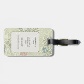 Morris Aquamarin Blue & Pink Larkspur Muster Gepäckanhänger (Rückseite horizontal)