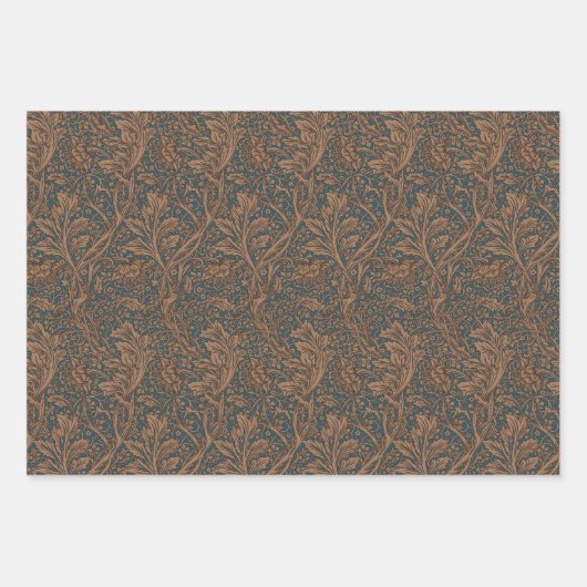 Morris Arcadia Floral Pattern Classic Blue Yellow Geschenkpapier Set (Vorderseite 3)