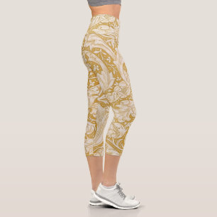 Morris Bachelor's Button Blume & Golden Stems Capri Leggings