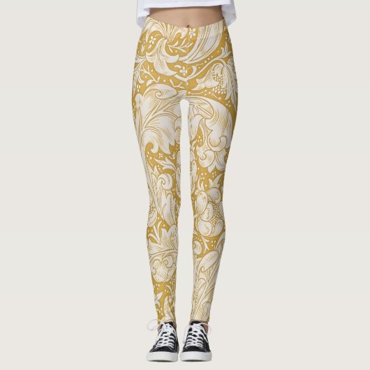 Morris Bachelor's Button Blume & Golden Stems Leggings (Vorderseite)