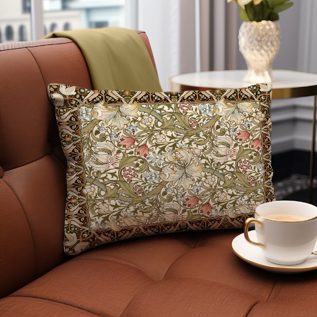 Morris Birds & Anemone Dark Dschungel Green Patter Dekokissen (Von Creator hochgeladen)