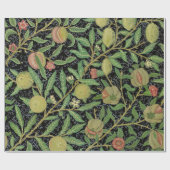 Morris Black Background Antique Pomegrana Muster Geschenkpapier (Flach)